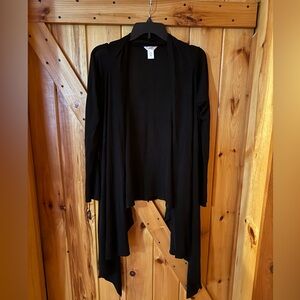 Mixit Black Open-Front Draped Cardigan with Handkerchief Hem – Women’s Size XL